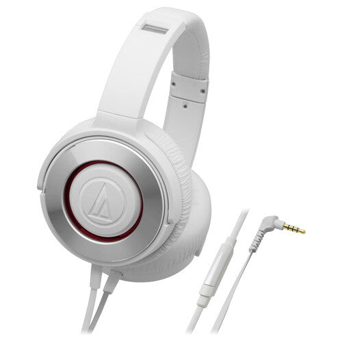 Audio Technica ATH-WS550iS Wired Solid Bass Series Headphones White with Microphone 3.5mm Plug